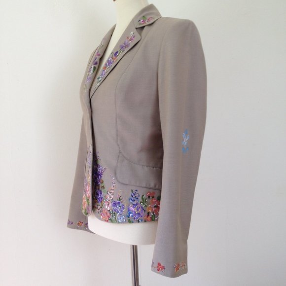 Calvin Klein Hand Painted Floral Blazer Jacket - Picture 5 of 16